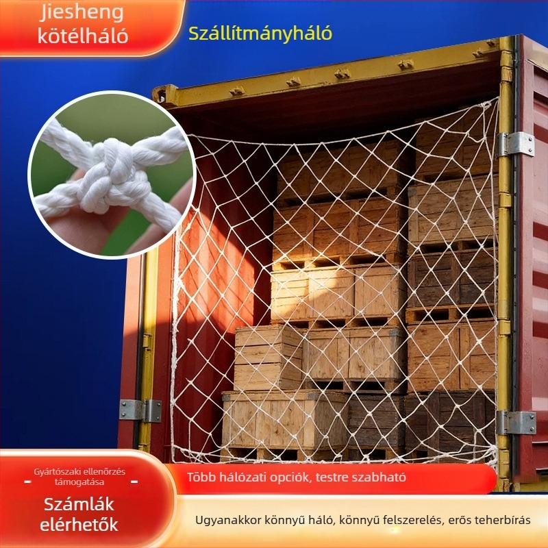 Teherháló kamionokhoz és konténerekhez, védőháló zuhanás ellen, rögzítésre, dekoratív akasztás