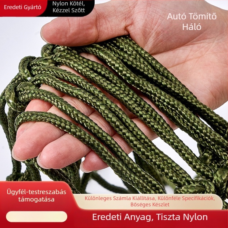 Katonai zöld nylon teherautó rakományháló – tetőháló a zuhanás elleni védelemhez