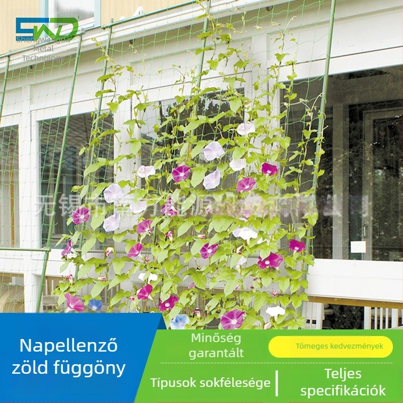 Kúszó növényekhez és virágokhoz készült kúszókészlet hálóval, falra szerelhető állvánnyal, műanyag bevonatú acéltámasz
