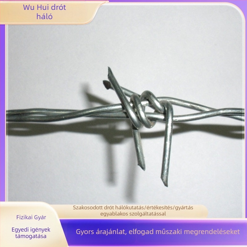 Gyalvanizált tűződrót kerítés — dupla csavarodású (többszálú), jobb hajlítás, nyugati stílusú elrendezés, húzóerő 10000