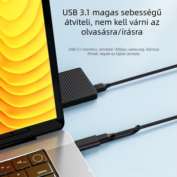 Lyukba szerelhető USB-C adapter, USB 3.2, férfi–női Type-C, 12V/3A gyors töltés, kompatibil USB-C fülhallgatókkal és mobiltelefonokkal