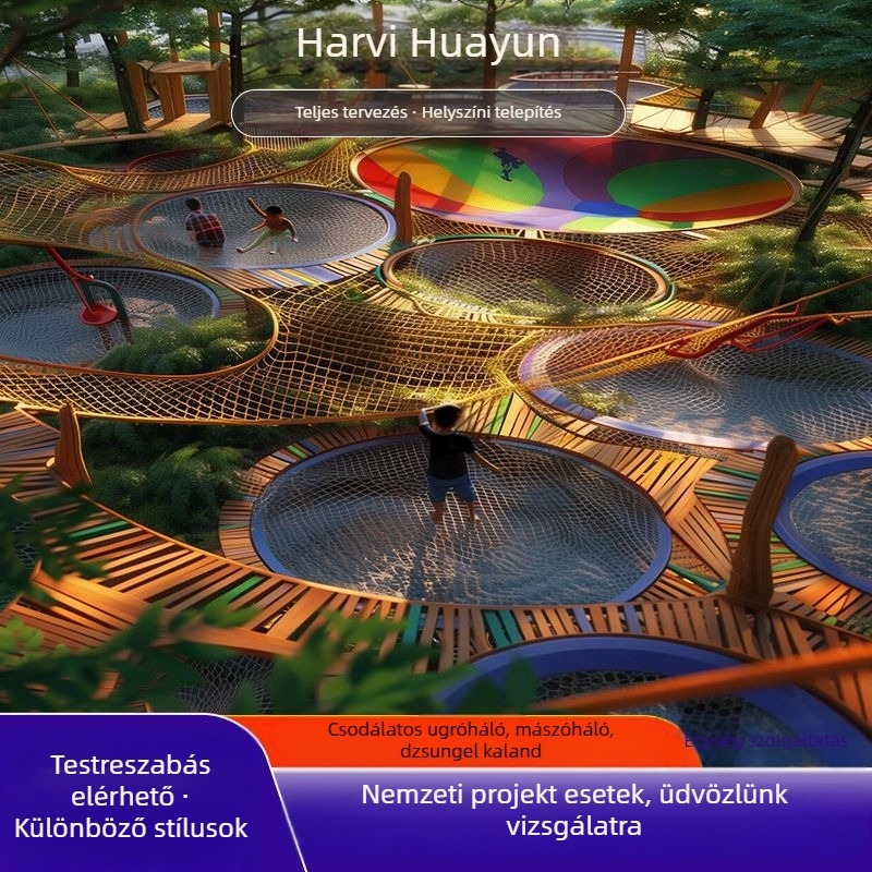 Szabadban használható džungli-mágikus háló trambulin – nylon kötél, mászóháló, nagy nem szabvány háló bővítés, testreszabható