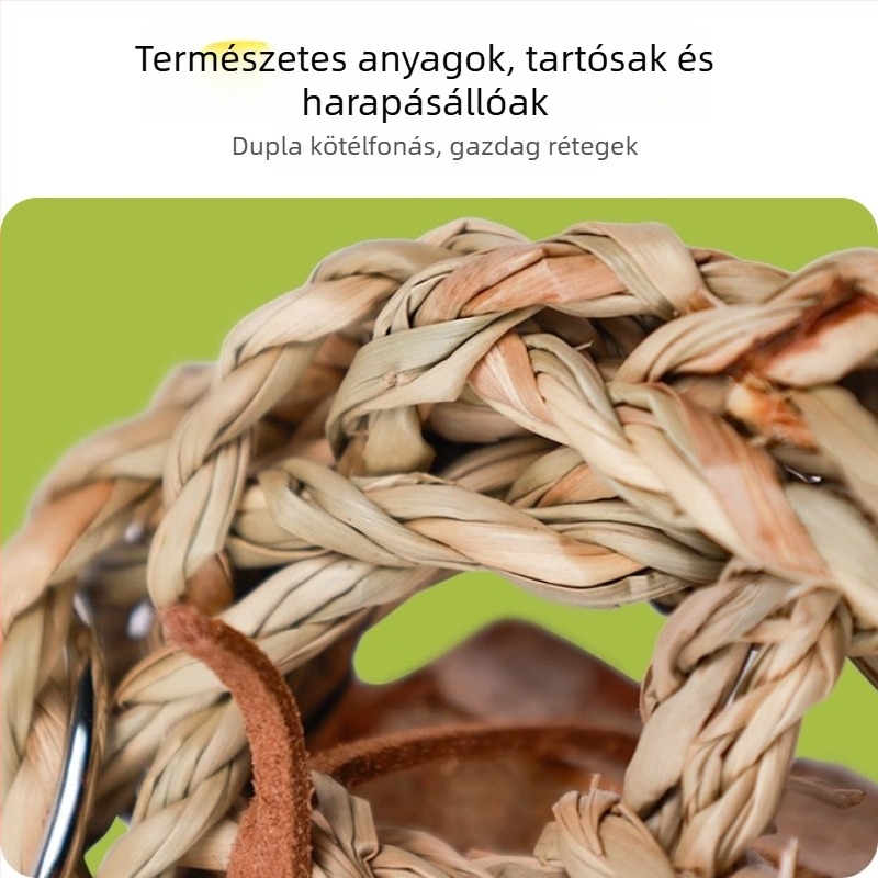 Papagájt játék – Mászó háló természetes rattan golyóval, rágó kialakítás a stressz enyhítésére házi madarak számára