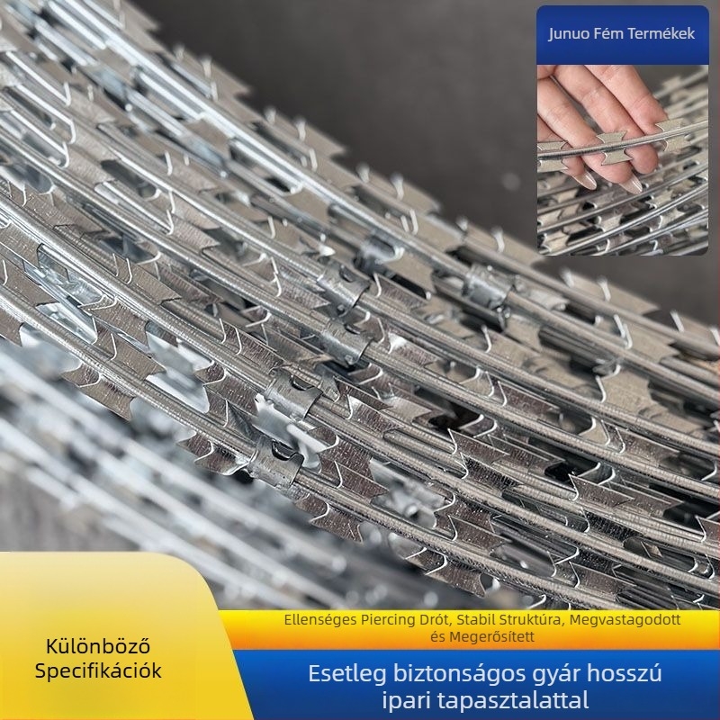 Rozsdamentes acélból készült tövisdrót védőháló, egylövetű sodrású, Siro-stílus, jobbkezes csavarás, erős húzási szilárdság