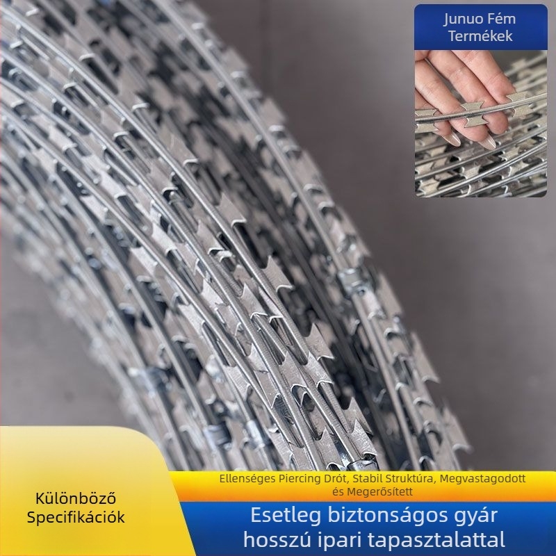 Rozsdamentes acélból készült tövisdrót védőháló, egylövetű sodrású, Siro-stílus, jobbkezes csavarás, erős húzási szilárdság