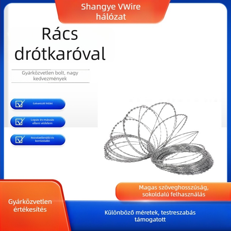 304 rozsdamentes acél bodrdrót, dupla csavarású (többszálú), jobbkezes csavarodás, Siro stílus, szakítószilárdság 50