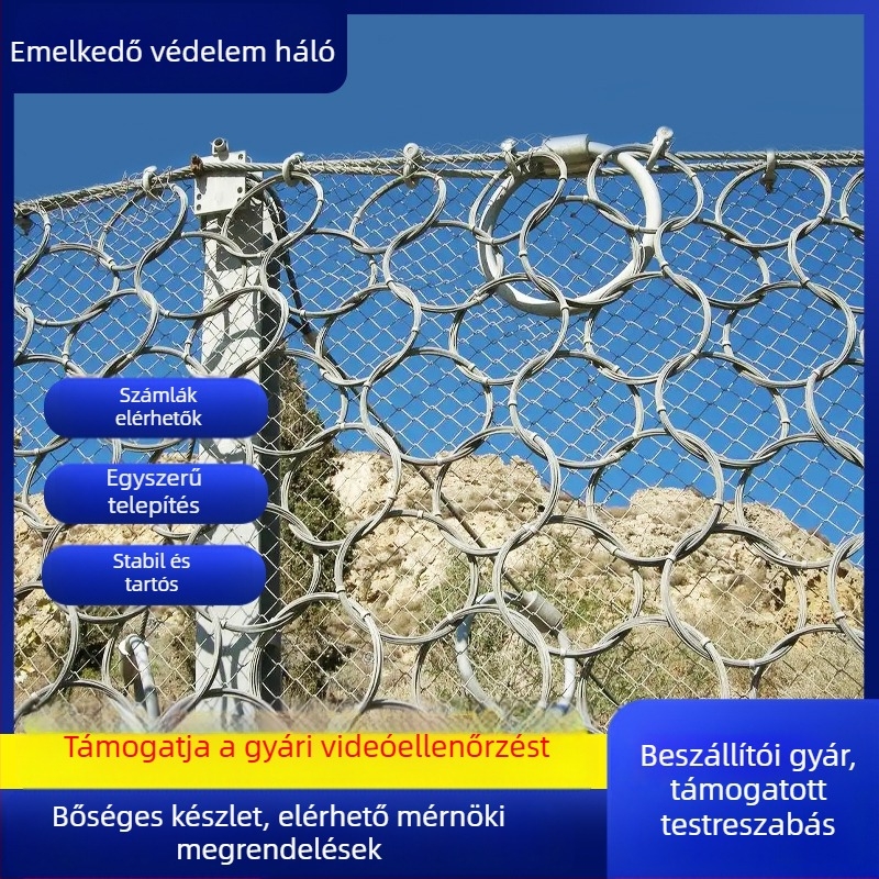 Aktív lejtővédő háló, modell Active Slope Protection Net, anyag: acél sodrony, funkció: lejtővédelem