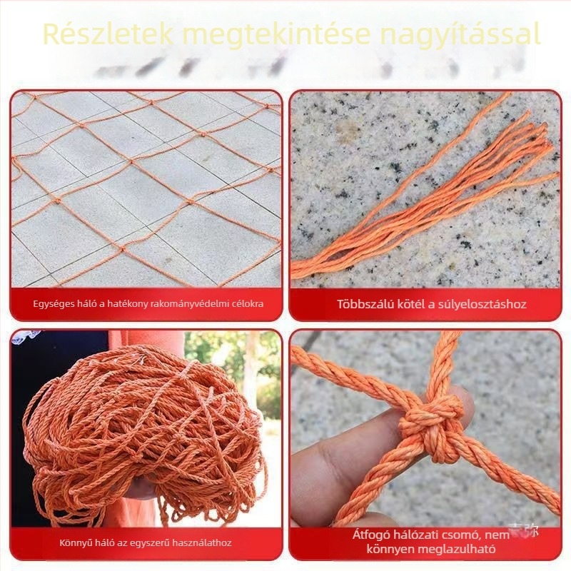 Lu Zhan márka – Típus: záróháló; Alkalmazási terület: záró háló, üvegházi szélerősségű háló, áruszáró háló; Funkció: védő és leesés elleni; Eredet: Shandong, Kína