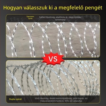 Galvanizált penge drót, egyrészes csavarodás, jobb kezes hajlítás, húzóerő 1000, lopás elleni