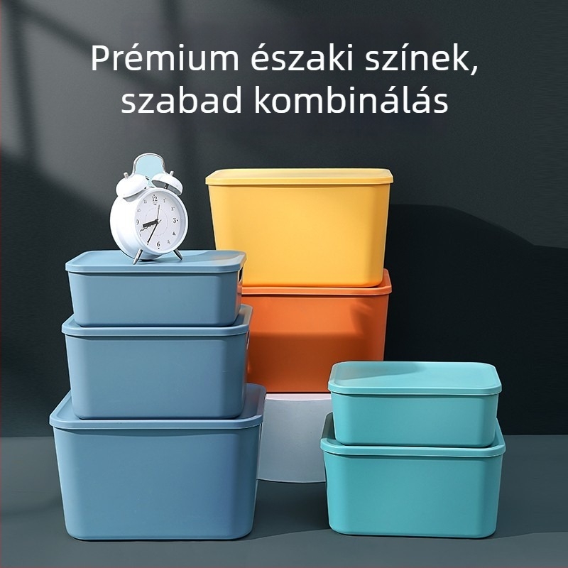Asztali tároló doboz fedéllel — PP műanyag, 80–99% új anyag, multifunkcionális rendszerező nassolnivalókhoz, ruházathoz, játékokhoz és kozmetikumokhoz