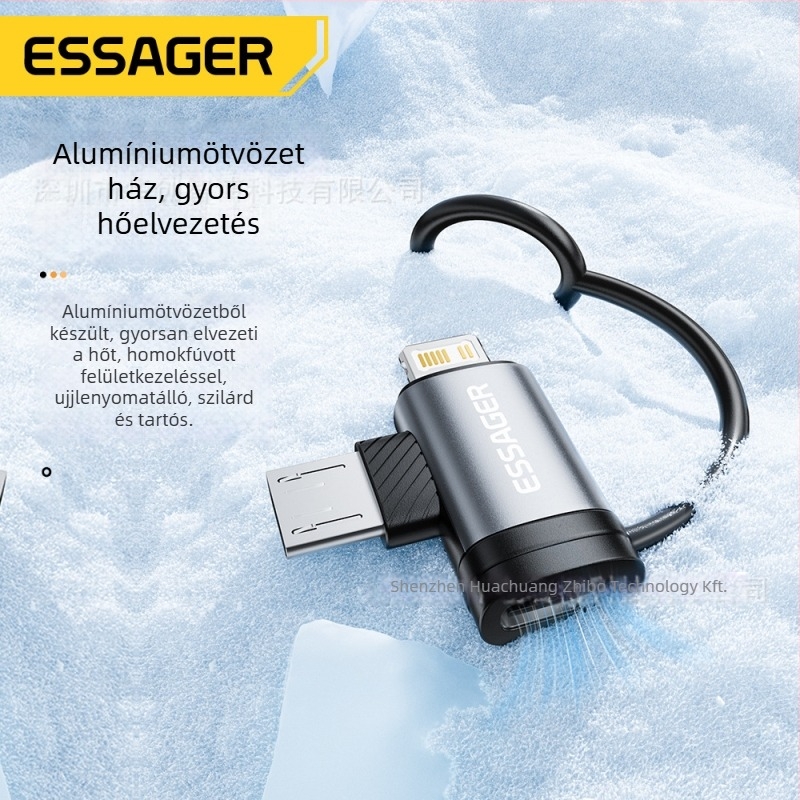 Essager USB-C OTG adapter, kétfunkciós: Type-C női csatlakozó iOS férfi + Micro férfi, modell Es-otg33
