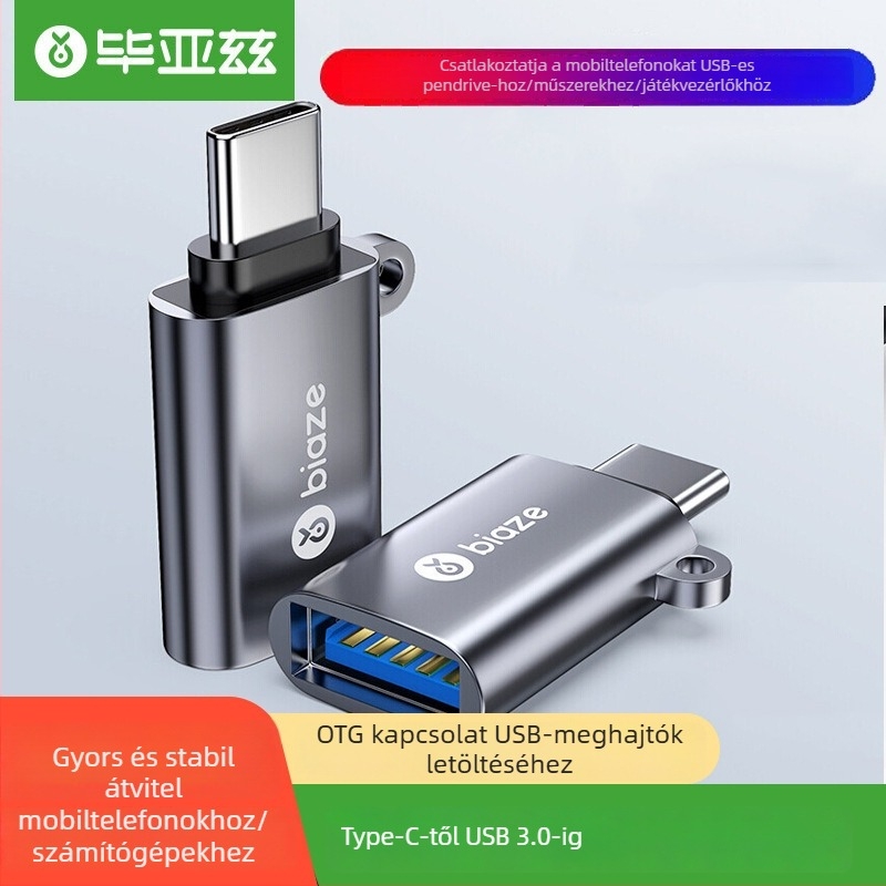 Type-C OTG USB 3.0 adapter Android telefonokhoz USB-A porttal, támogatja USB pendrive-okat, külső merevlemezeket és olvasókat, modell A24 P73