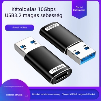 USB 3.2 Type-C OTG adapter, USB-C to Type-C, alumíniumötvözet, QS-009, 10Gbps