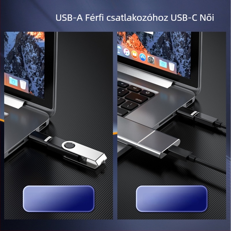 USB 3.2 Type-C OTG adapter, USB-C to Type-C, alumíniumötvözet, QS-009, 10Gbps