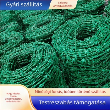 Műanyaggal bevont dupla csavarodású szögesdrót kerítés, galvanizált, Warrington-stílusú elrendezés, jobbkezes csavarás