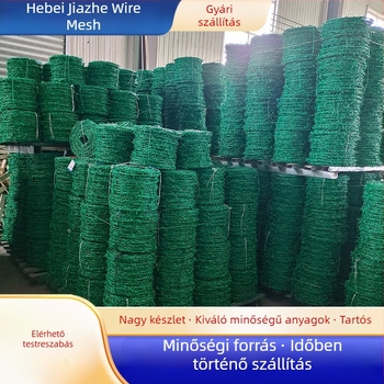 Műanyaggal bevont dupla csavarodású szögesdrót kerítés, galvanizált, Warrington-stílusú elrendezés, jobbkezes csavarás