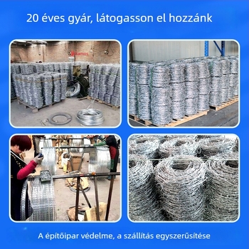 Alacsony széntartalmú acélból készült tövisdrót kerítés, dupla sodrás, nyugati stílus, jobbkezes tekerés, mászás elleni