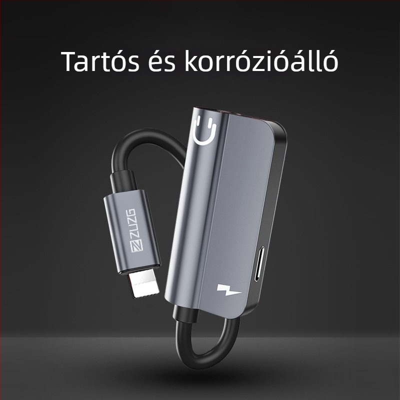2 az 1-ben Type-C 3,5 mm adapter töltéshez és zenehallgatáshoz – Apple és Android kompatibilis – Modell YL6i/YL6T, Márka ZUZG