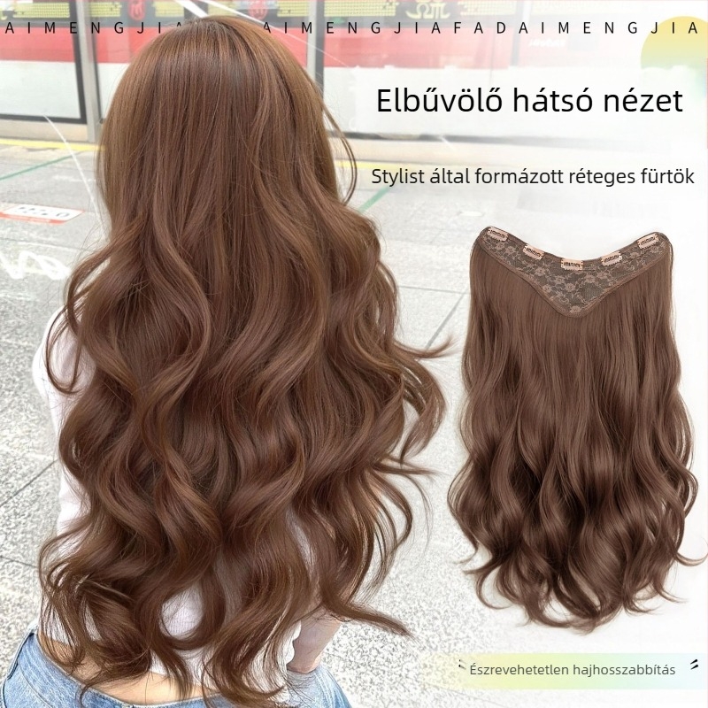 Egyrészes paróka nőknek, volumen, göndör haj nagy hullámokkal, magas hőmérsékletű rostok