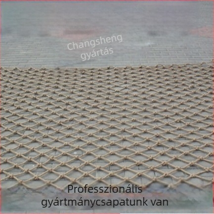 Dekoratív kötélháló mennyezeti és korláti részére, teherbírás 100 kg, kötél vastagsága 3–20 mm és háló szem méretei 4–15 cm, alkalmas dekorációra, mennyezetre és korlátra.