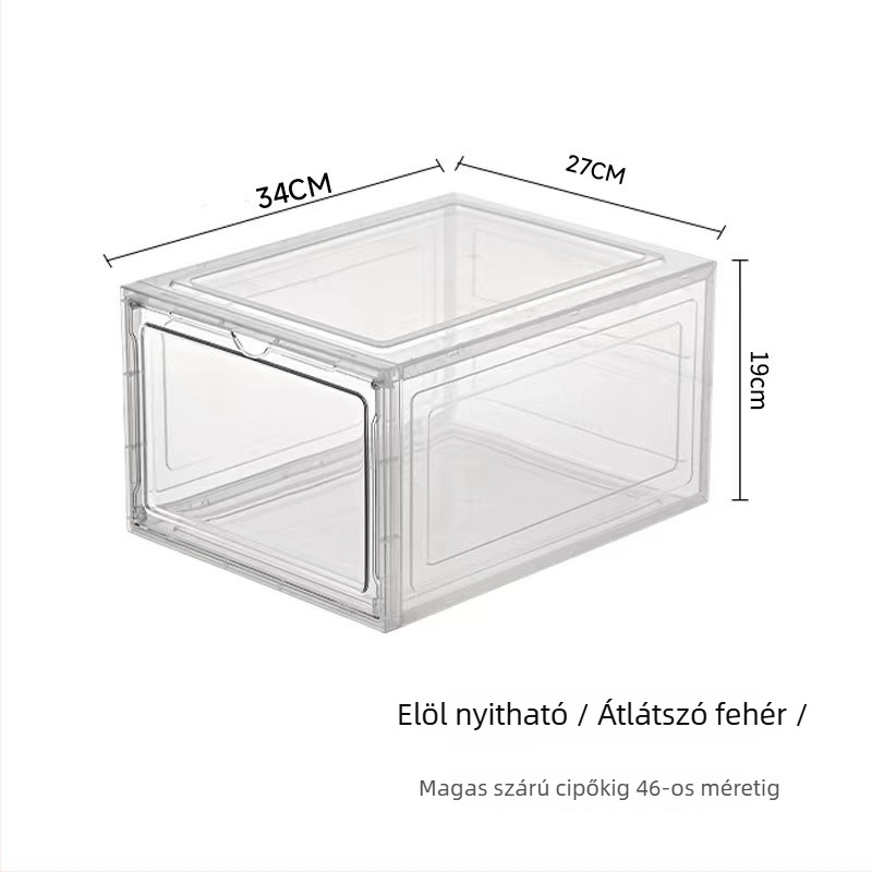 PP vastagított átlátszó cipősdoboz mágneses záróval, porálló akril tároló cipőknek