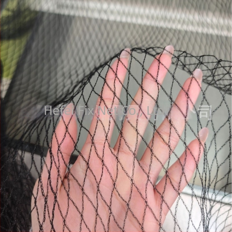 Madárvédő háló a kertbe, szőlőre és gyümölcsfákra; fekete extrudált polietilén háló üvegházhoz, 1,5 szemméret