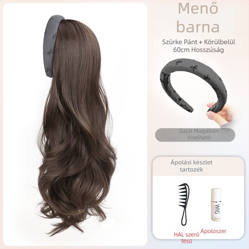 Fejkendős paróka - természetes stílus, hosszú göndör haj (hőálló rostok; Bow headband wig modell; természetes stílus)