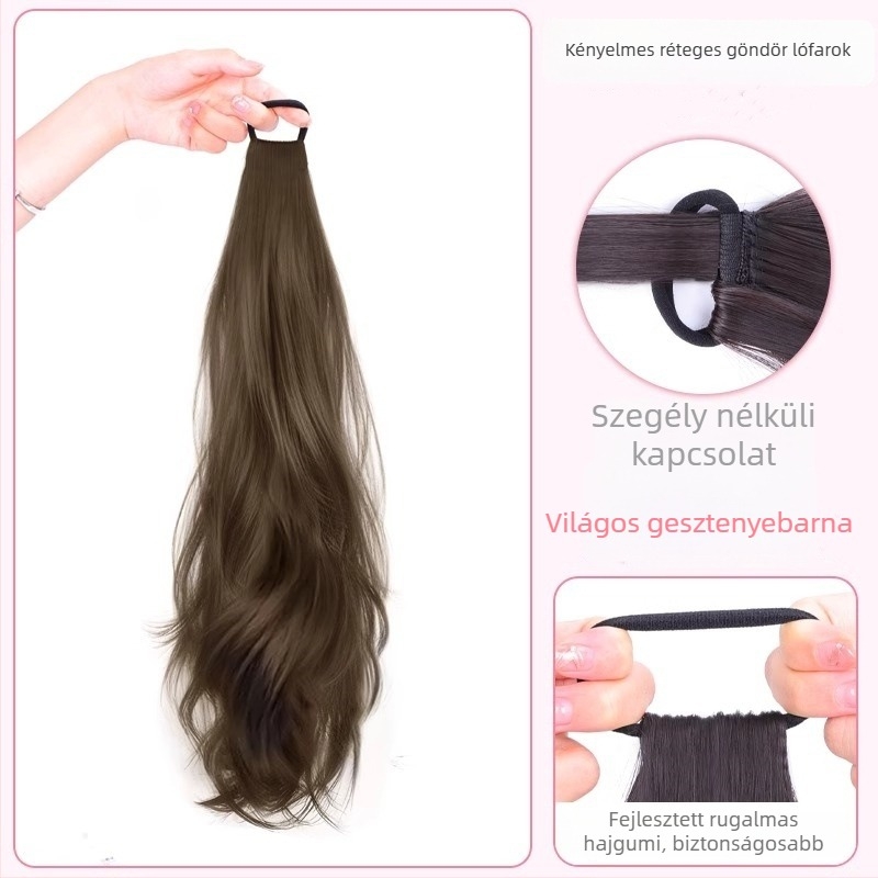 Paróka dupla copf, természetes hatás, láthatatlan pánt, magas hőmérsékletű szál
