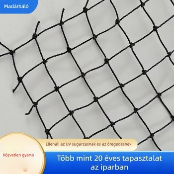 Madárháló gyümölcsöskert, tavak és udvarok védelmére (polietilén; szélesség 2-10; nyílás 1-5; huzal átmérője 16; élettartam 5 év)