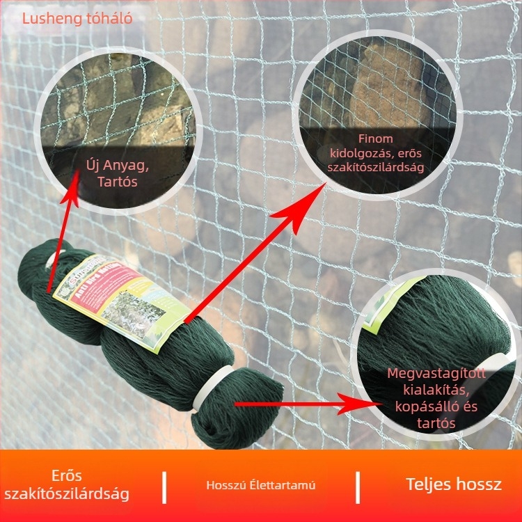 Kerthez és tóhoz való madárvédő háló, megerősített, csomómentes PE háló, szemméret 20x20 mm