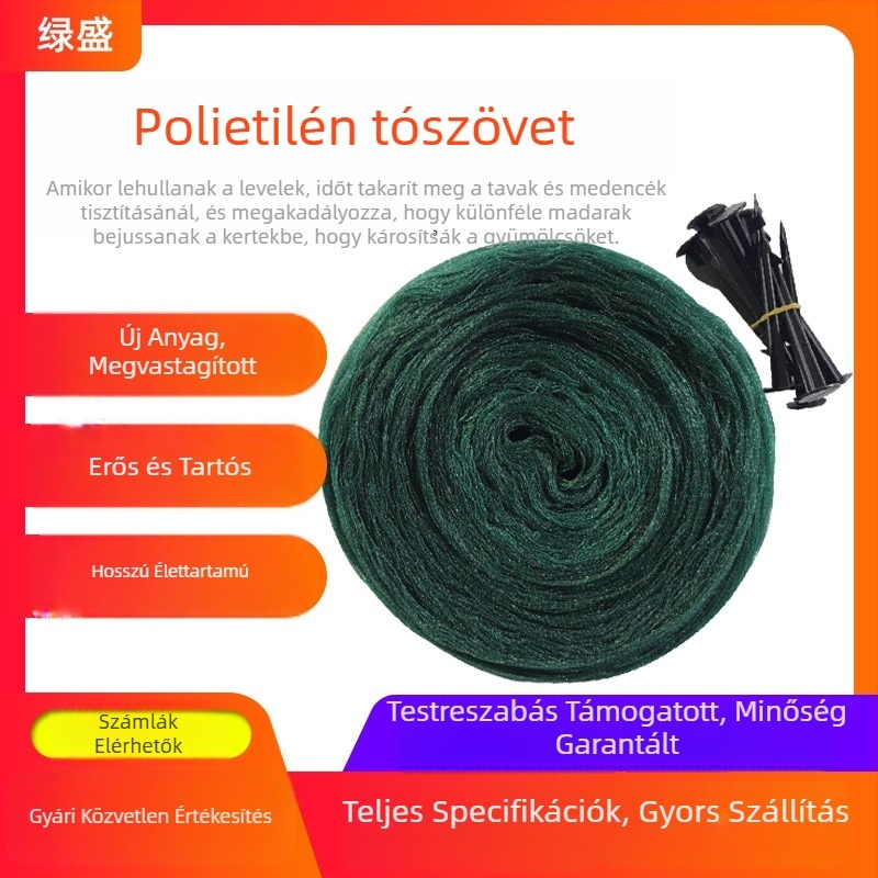 Kerthez és tóhoz való madárvédő háló, megerősített, csomómentes PE háló, szemméret 20x20 mm