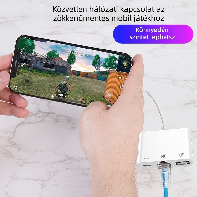 Apple iPad OTG adapter – USB Ethernet és töltés, 3 az 1-ben átalakító kábel