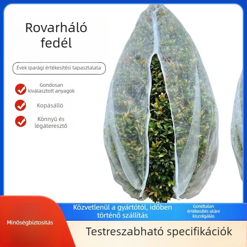 Növényvédő háló rovarok ellen, húzózsinóros, virág- és gyümölcs háló, madárvédő háló