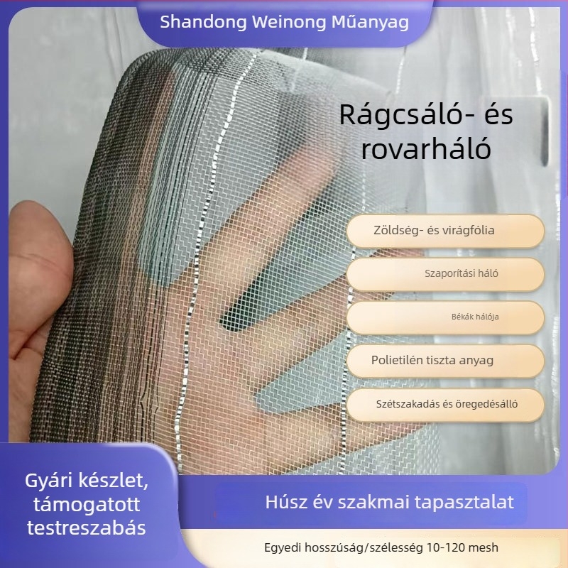 Rovarálló tenyésztő háló, 40/60 háló, polietilén, huzalátmérő 0,17 mm, nyílások 10-100, élettartam 3-5 év