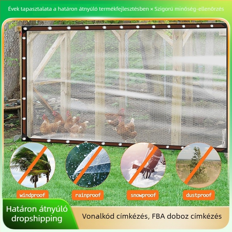 Átlátszó esővédő PE ponyva üvegházhoz, erkélyhez és növényekhez