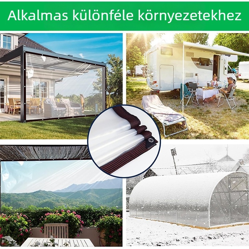 Átlátszó esővédő PE ponyva üvegházhoz, erkélyhez és növényekhez