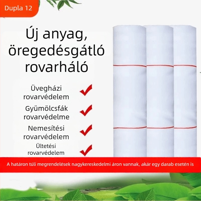60 szemű erősített rovarháló zöldségekhez, gyümölcsökhöz és fáknak – üvegházban