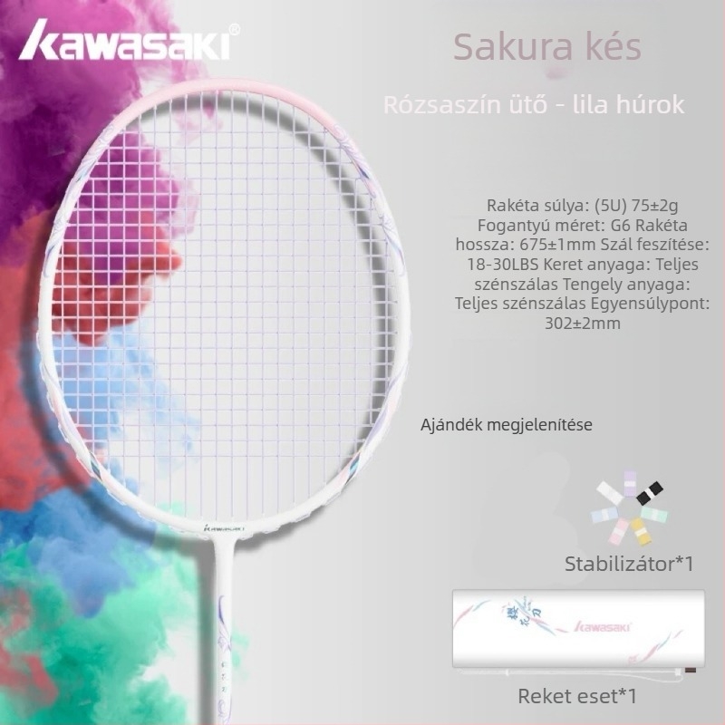 Kawasaki tollaslabda ütő – teljes szén, ultra könnyű, 75–79 g, közvetlen ütés, haladó amatőröknek