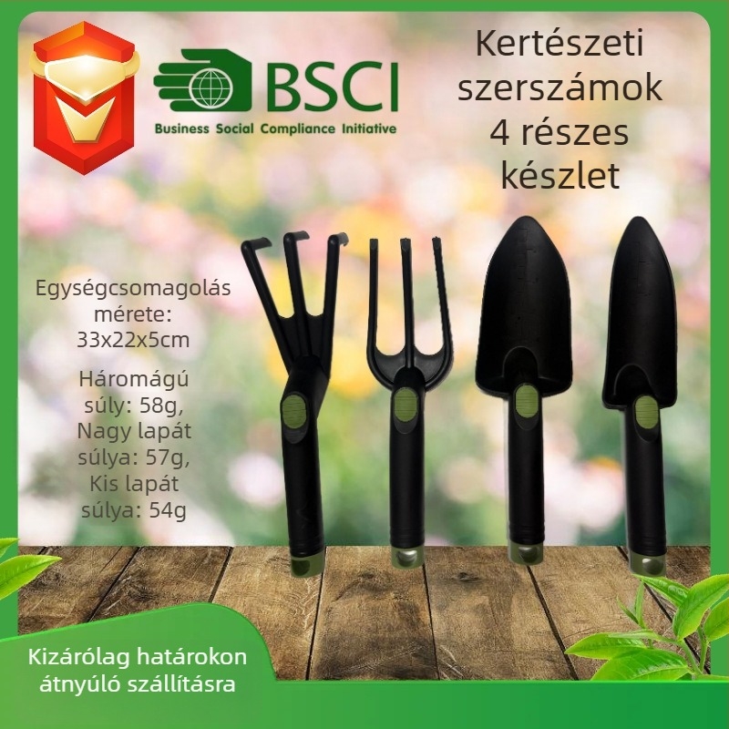 Jusen Műanyag kerti szerszámkészlet, 4 részes, virágültetéshez
