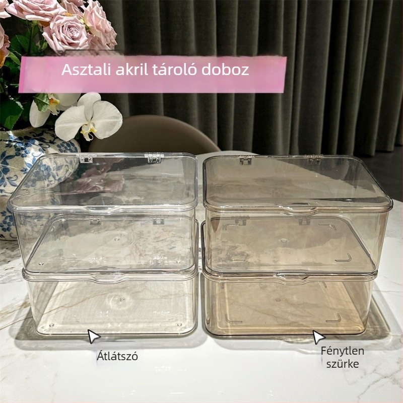 Asztali tároló doboz — műanyag, fedéllel és egymásra tehető, 2L kapacitás, japán stílus