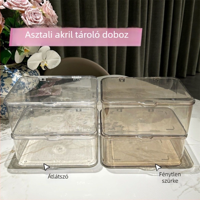 Asztali tároló doboz — műanyag, fedéllel és egymásra tehető, 2L kapacitás, japán stílus