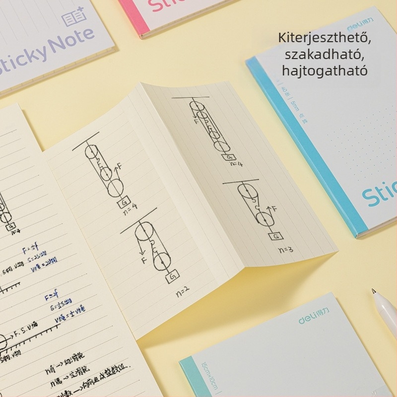 Deli hajtogatható noteszbővítő matrica, vízszintes rács, 400 lap/csomag