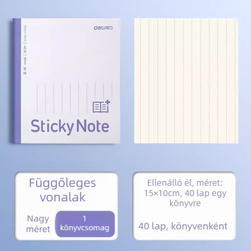 Deli hajtogatható noteszbővítő matrica, vízszintes rács, 400 lap/csomag