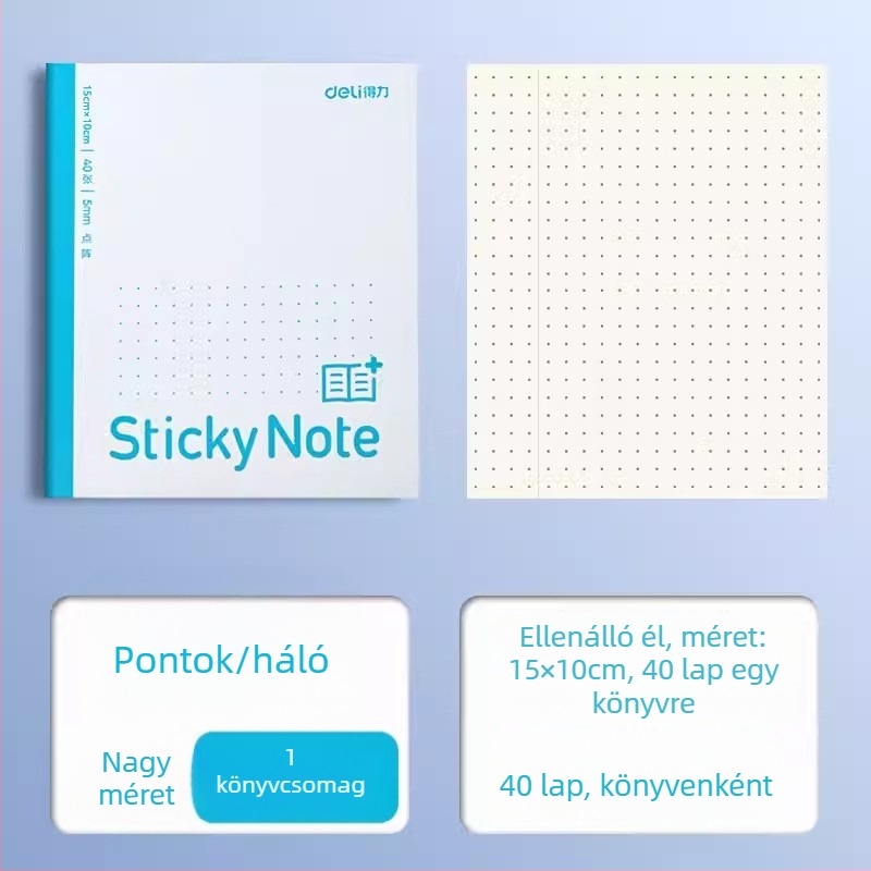 Deli hajtogatható noteszbővítő matrica, vízszintes rács, 400 lap/csomag