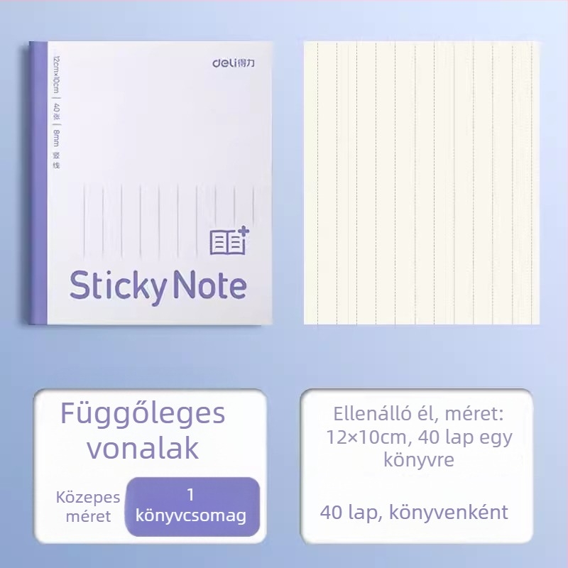 Deli hajtogatható noteszbővítő matrica, vízszintes rács, 400 lap/csomag