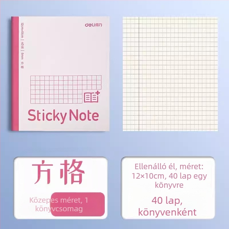 Deli hajtogatható noteszbővítő matrica, vízszintes rács, 400 lap/csomag