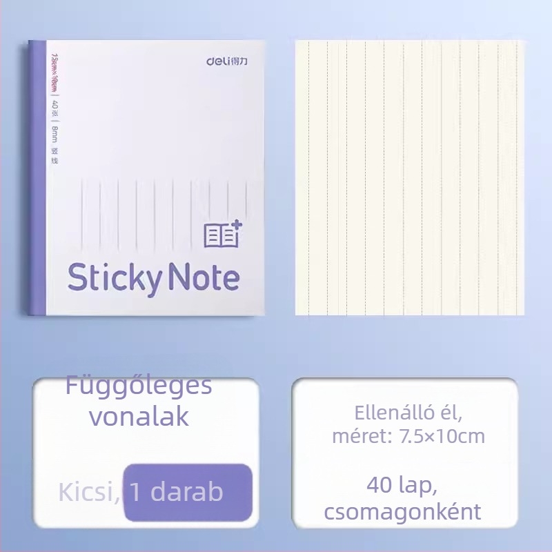 Deli hajtogatható noteszbővítő matrica, vízszintes rács, 400 lap/csomag