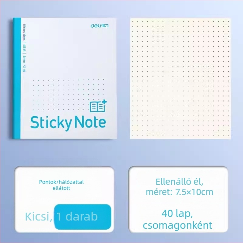 Deli hajtogatható noteszbővítő matrica, vízszintes rács, 400 lap/csomag