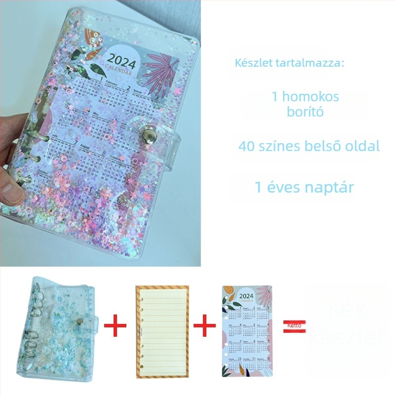 Kézzel vezetett napló átlátszó PVC borítóval, lazán kötött lapokkal, Dowling papír 100 g, 40 oldal