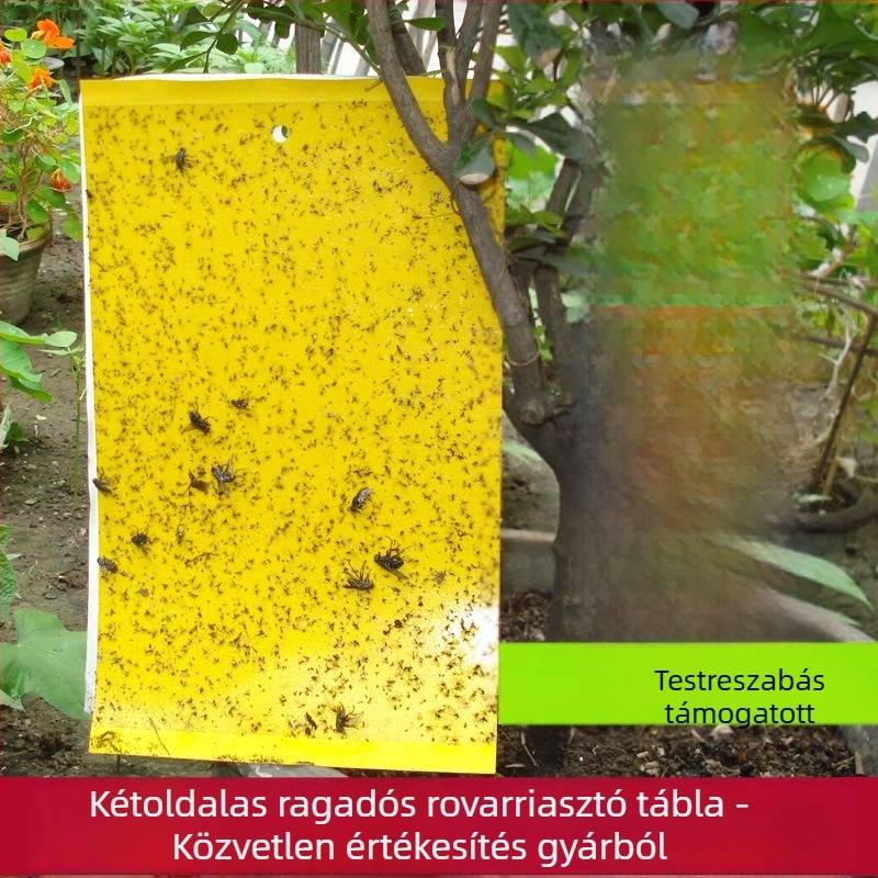 Ragasztó rovarlap, kétoldalas, sárga és kék, vízálló, csapda levéltetűkre, fehér legyekre és más apró repülő rovarokra